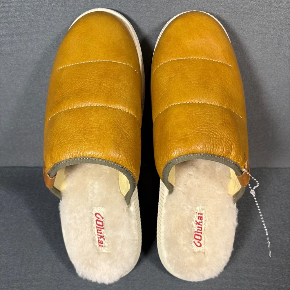 OluKai Mua 'Ili Men's Leather/Shearling lined Mule Slippers‎ Shoes US 11/EUR 44